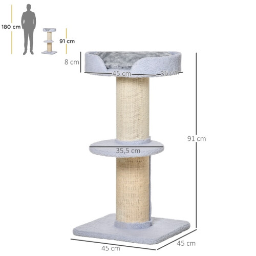 Tiragraffi per gatti resistente con piattaforma, blu 2