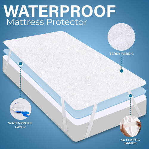 Waterproof Mattress Protector King 150x200 cm wilth Elastic Straps 1