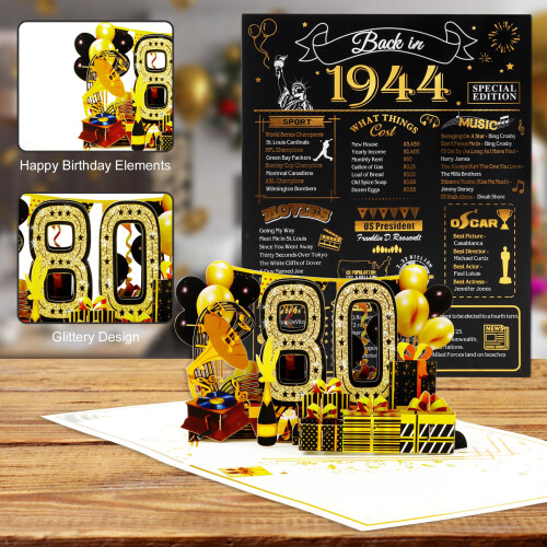 80th Birthday Pop Up Cards 2
