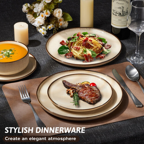 HaWare Dinner Set - 6 Piece Stoneware Dinnerware Service for 2 2
