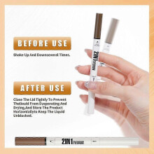 (Black) 2-in-1 Eyebrow Pencil with Gel,3D Microblading Eyebrow Pen with 4 Tip & Brush