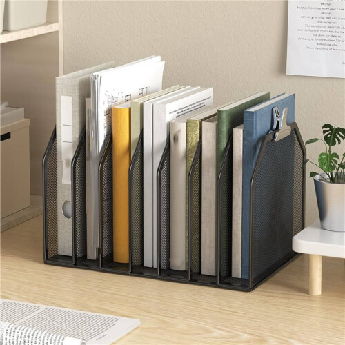 2X Metal 7-Section File Folder Organizer for Desk Vertical Office File Holder Duty Mesh Document Sorter 2