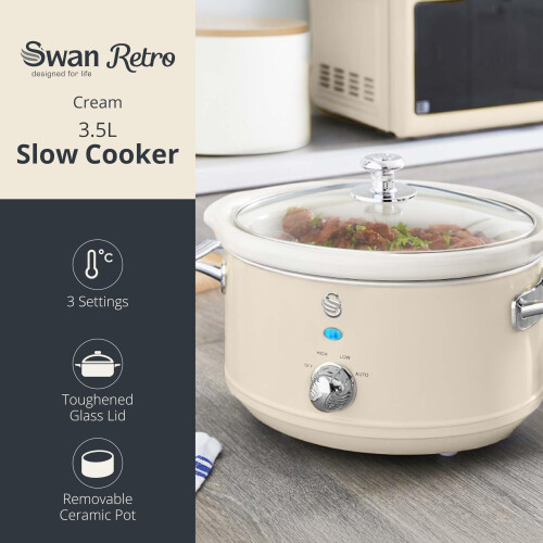 Swan Swan Retro Slow Cooker with 3 Temperature Settings 2