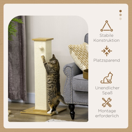 Tiragraffi con giocattoli per interni, beige e naturale 2