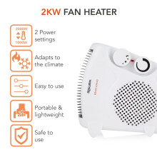 Warmlite Thermo Fan Heater with 2 Heat Settings and Overheat Protection 200