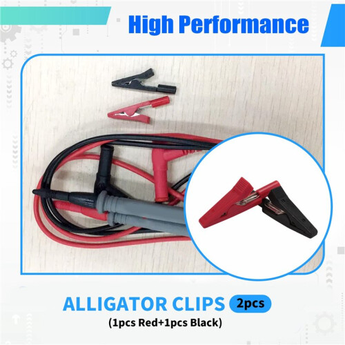 2X Insulated Alligator Clip Connector Clamp Testing Probe Red+Black 1