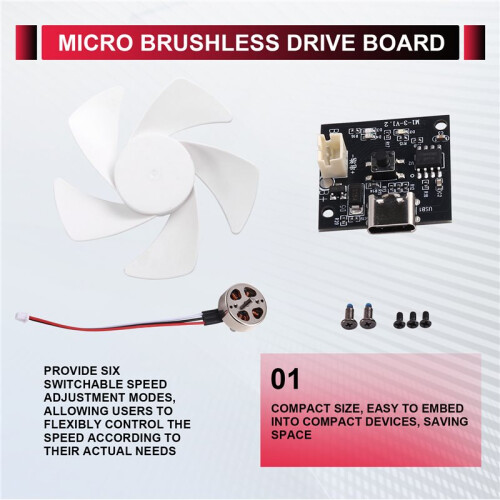 5V Brushless ESC  Brushless Motor Speed Controller Handheld Fan Drive Board with 6 Gears Speed Adjustable 2