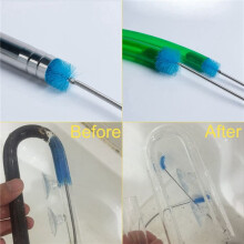 2X Juego de Cepillos de Filtro de Acuario, Limpiador de Manguera de Cerdas Flexibles de Doble Punta con Cepillo de Limpieza Largo de Acero Inoxidable