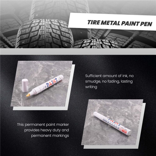 Permanent Car Tire Metal Paint Pen  White 2