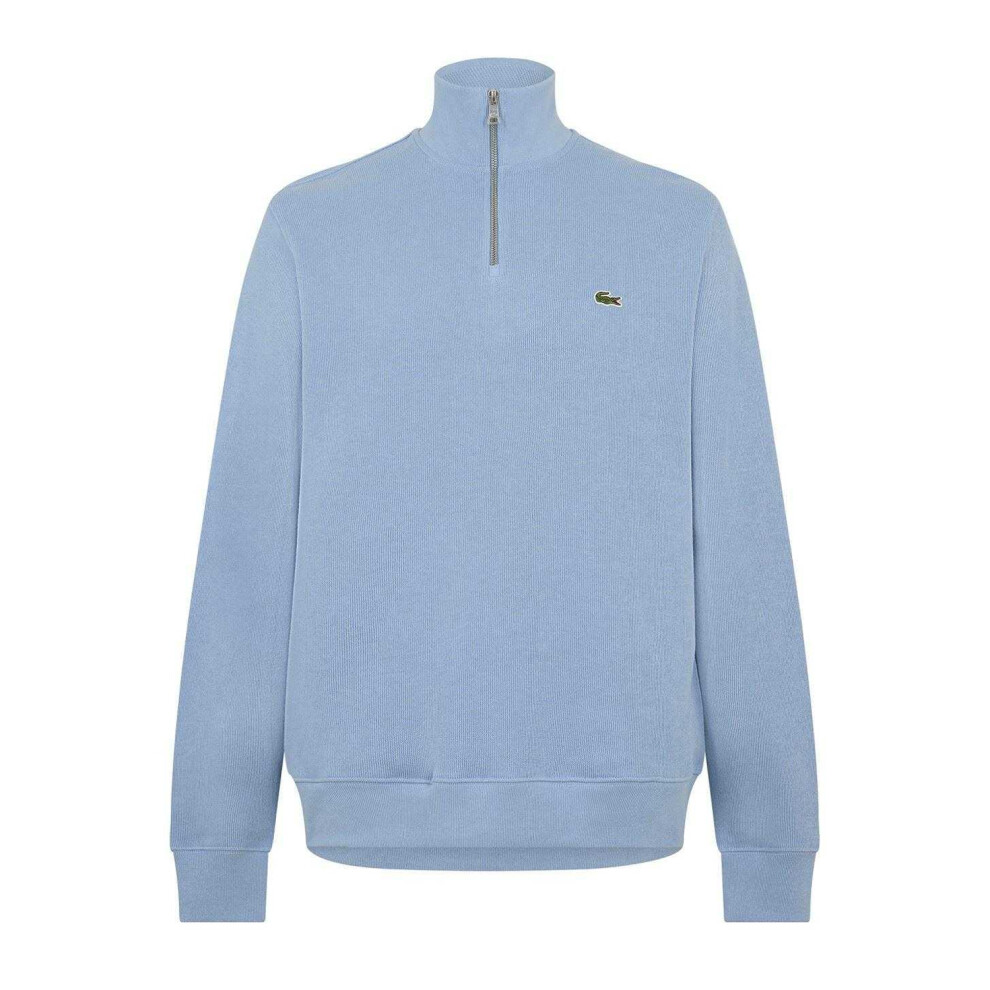 Lacoste (M, ) Mens Cotton Blend Quarter Zip Sweatshirt Blue