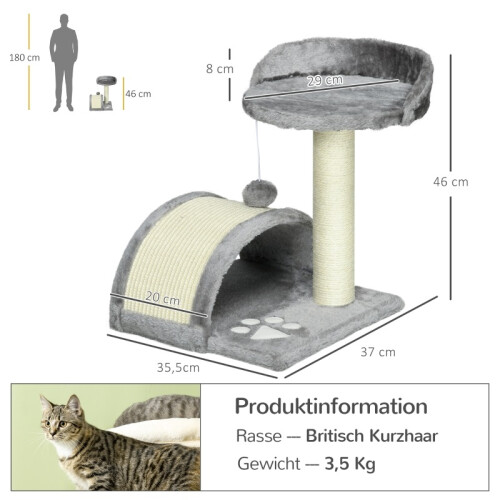 Petit arbre à chat d'intérieur pour chatons jusqu'à 4 kg, gris 2