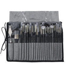 24PCS Professional Paint Brush Set for Acrylic, Oil, Watercolor with Palette Tool& Canvas Roll Case