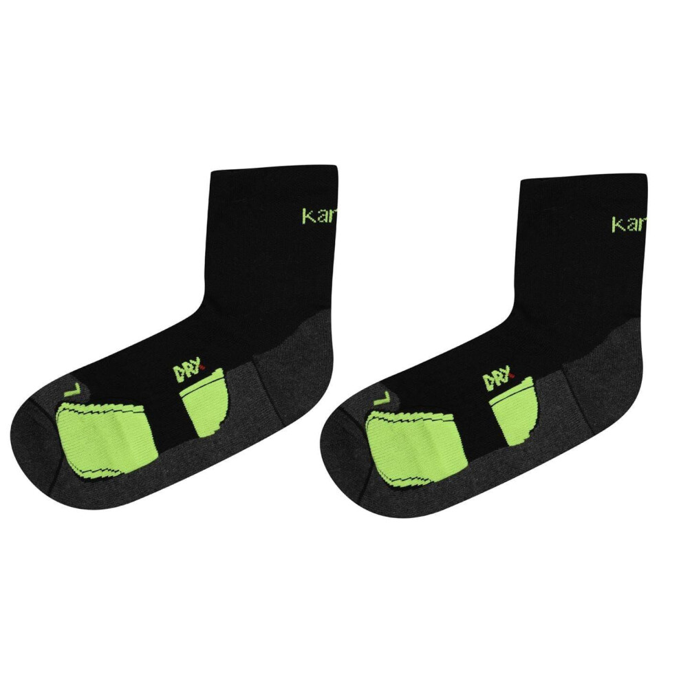 Karrimor (12 Uk, Black/Fluorescent Green) Mens Dri Skin Running Socks (Pack Of 2)