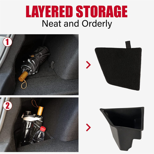 Rear Trunk Organizer Storage Box with Lid, Side Storage Protector Packets, Odorless Side Storage Bins for  Model 3 2