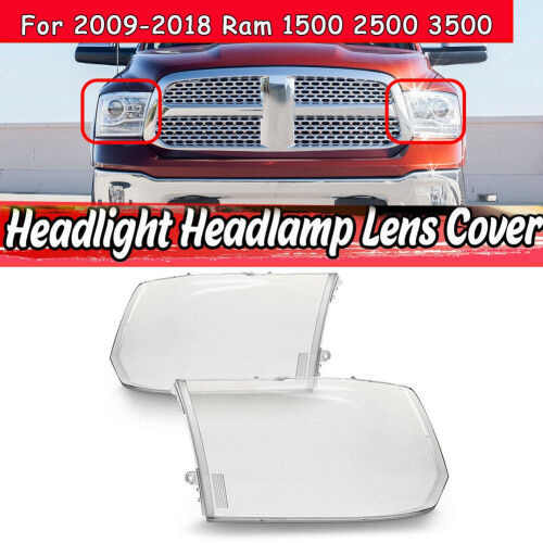 Left Side for 2009-2018  Ram 1500/2500/3500 Car Headlight Lens Cover Lampshade Front Auto Light Shell 1