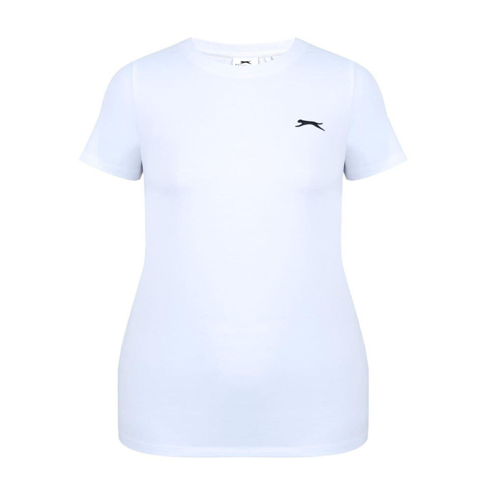 Slazenger (12 Uk, ) Womens/Ladies Plain Crew Neck Fitted T-Shirt White