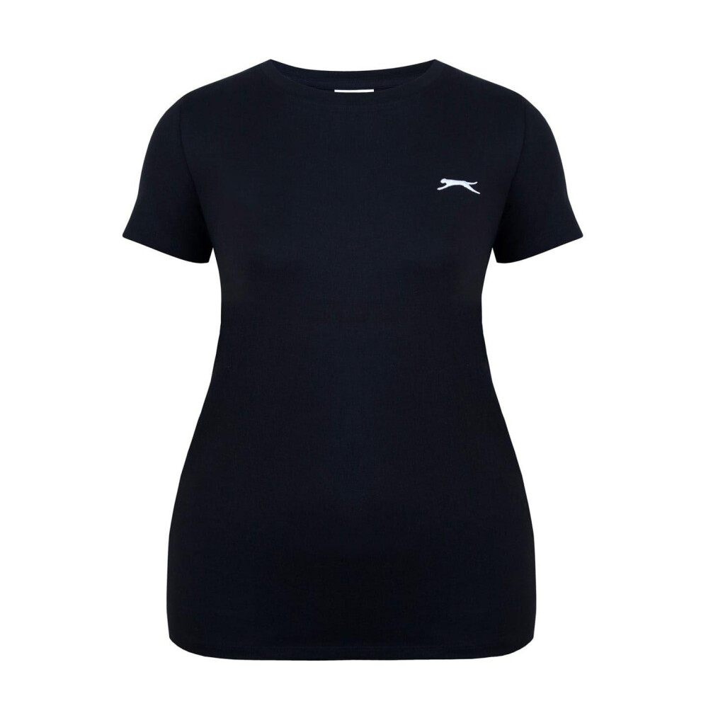 Slazenger (12 Uk, ) Womens/Ladies Plain Crew Neck Fitted T-Shirt Black