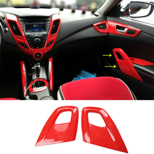Red Car Interior Door Armrest Pull Handle Protective Cover Trim for  Veloster 2011-2017 Accessories 1