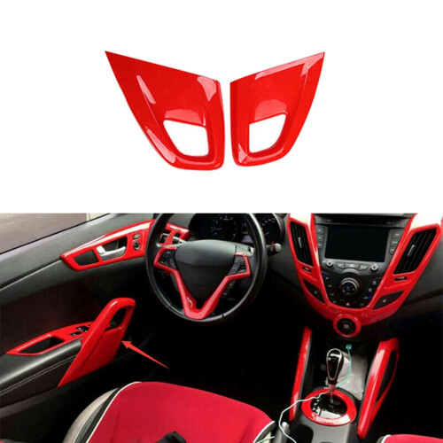 Red Car Interior Door Armrest Pull Handle Protective Cover Trim for  Veloster 2011-2017 Accessories 2