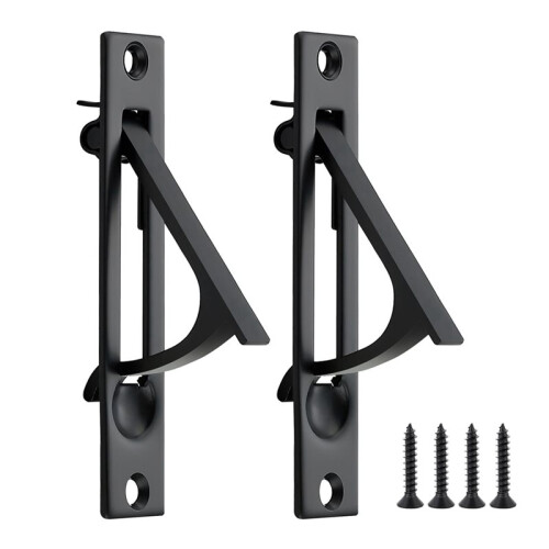 6 Pack Pocket Door Pull Solid Pocket Door Flush  Pull Pocket Door Handles in Matte Black 1