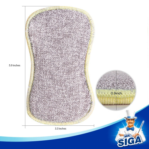 MR.SIGA Dual Action Scrubbing Sponge, Pack of 6, 2