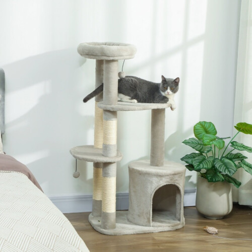 Arbre à chat pour chats de taille moyenne (moins de 6 kg), gris clair 1