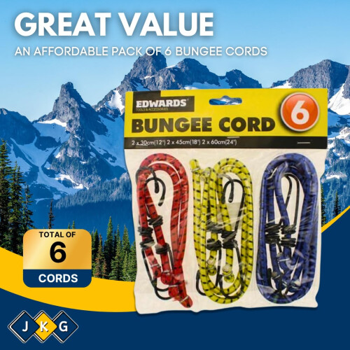 Ardisle 6 BUNGEE STRAPS CORDS WITH HOOKS ELASTICATED ROPE CORD CAR 1