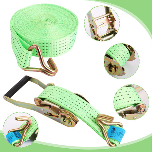 FWEEK 2 Sets Ratchet Tie Down Straps 5cm x 6m, 3T Break Strength, 2