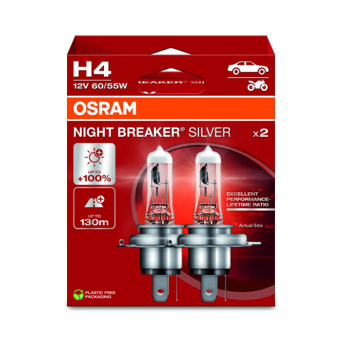OSRAM OSRAM NIGHT BREAKER SILVER, H4, halogen headlight lamps, Hanging 1