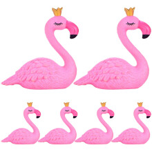 6St Kleine Flamingo Figuren PVC Roze En Bureaudecor