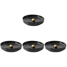 4Pièces Plateau Porte-Encens Céramique Noir Design Rétro