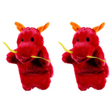 2Pièces Marionnettes Peluche Dragon Rouge Jouet Rôle Et Conte Enfant