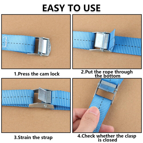 ASelected 4Pcs Ratchet Tie Down Straps 4 M X 25 Mm Adjustable Cargo 2
