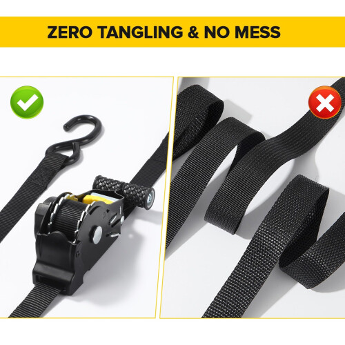 Putentfun 4 Pack Auto Retractable Ratchet Straps Each 2.5cm X 3m