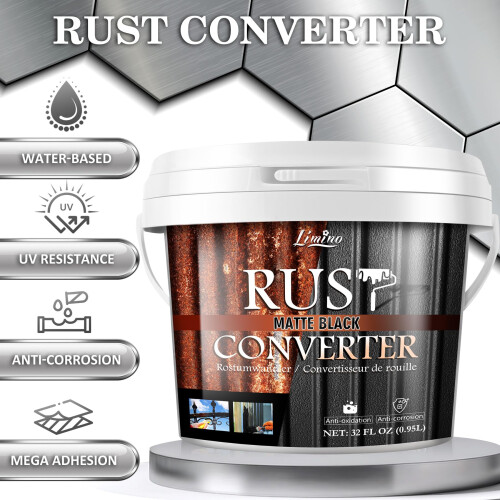Rust Converter for Metal - Black Metal Primer and Rust Remover, Rust 2
