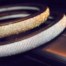 TOYOUN Bling Steering Wheel Cover for Women, PU Leather Car Steering Covers with Crystal Rhinestones Universal Fit 37-38CM Wheel Standard Size Glitter