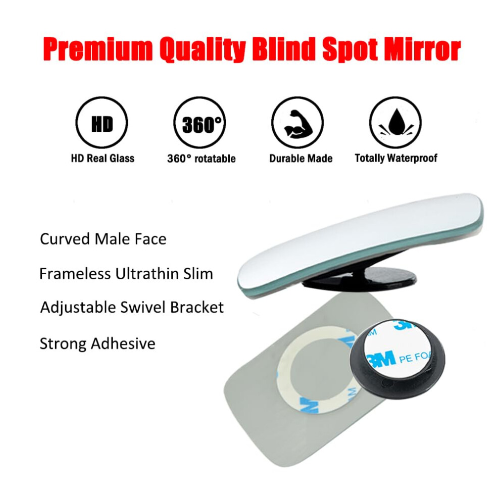 Ampper Rectangular Blind Spot Mirror, Hd Glass Frameless Stick On 5003283798133