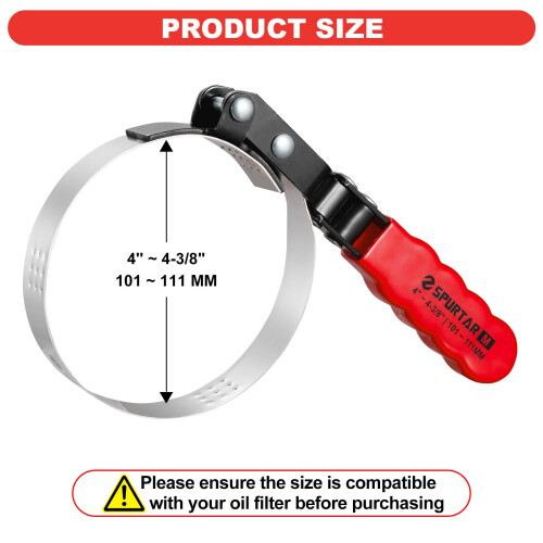Spurtar Medium Oil Filter Wrench, Swivel Oil Filter Removal Tool, 1