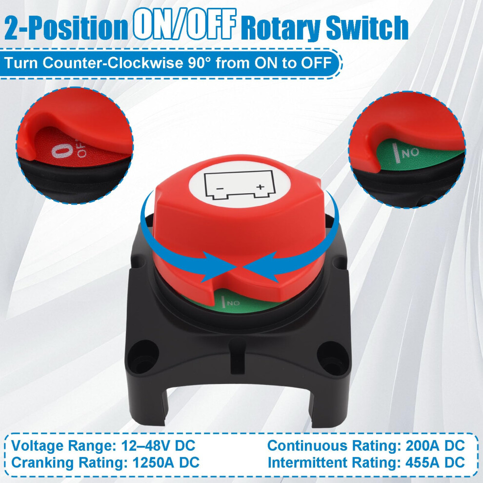 Battery Isolator Switch 12V-48V 200A, Gekufa Battery Disconnect Silver 5004311761556