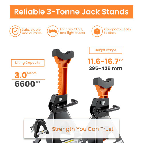 EVERGOODS Pack of 2 Axle Stands 3 Tons Stabilizing Jack Stands Pack 1