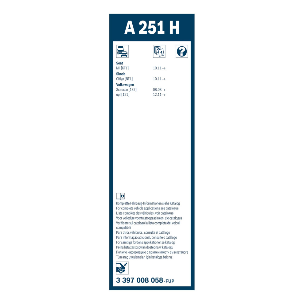 Bosch Rear Wiper A 251 H - Excellent Cleaning Performance