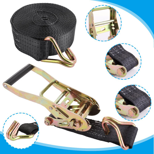 FWEEK 2 Sets Ratchet Tie Down Straps 5cm x 10m, 3T Break Strength, 2