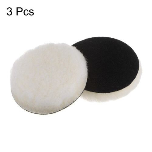 sourcing map 3pcs Wool Buffing Pads, 4 inch Polishing Pad Car Auto 2