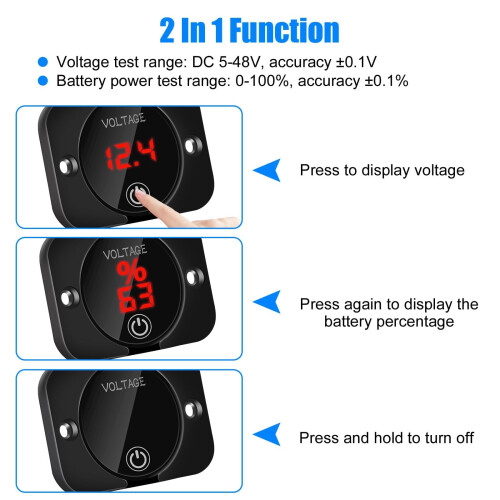 Linkstyle DC 12V 24V Volt Meter, Battery Voltage Gauge with Touch 1