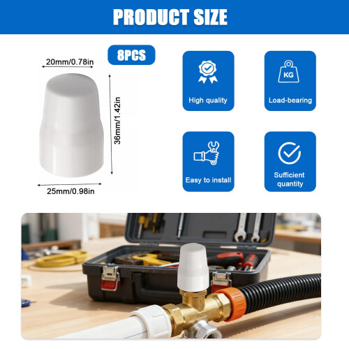 8 Pcs Universal Radiator Valve Caps, White Plastic Radiator Valve Cap 1