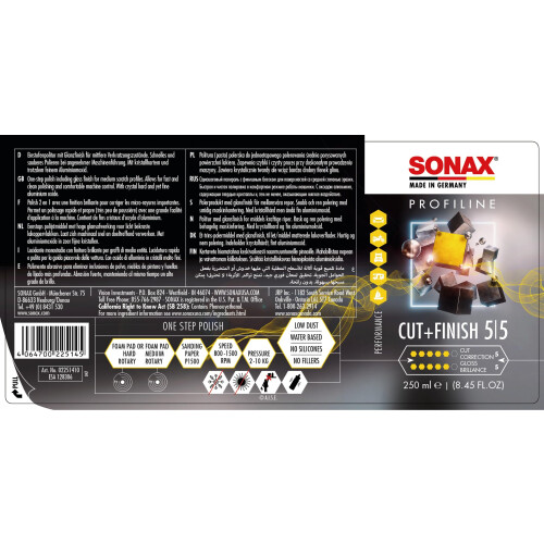 SONAX PROFILINE Cut+finish (250 ml) - One-step Polish Including Gloss 1