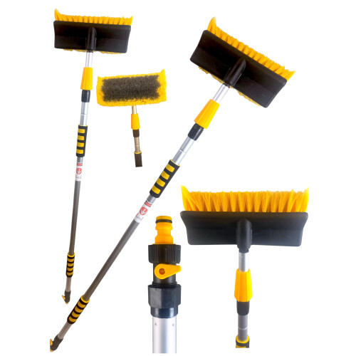 Water Flow Extendable Car Wash Brush with Telescopic Handle, 2 1