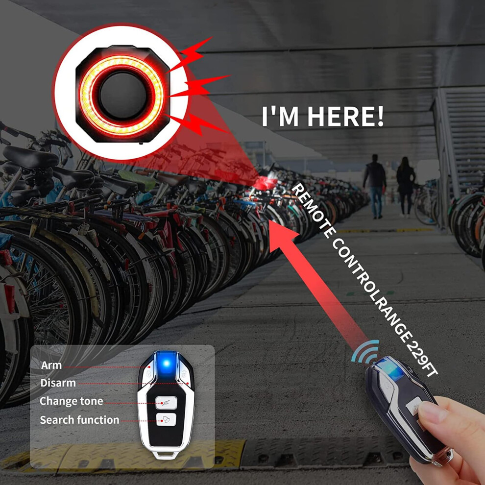 Anti-Theft Bike Alarm With Remote, Waterproof Bicycle Vibration Alarm 5000994338122