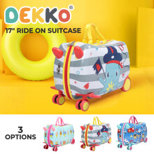 (Car Pattern) Dekko 17'' Ride On Suitcase Kids Travel Luggage
