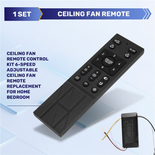 Ceiling Fan Remote Control Kit 6-Speed Adjustable Ceiling Fan Remote Replacement for Home Bedroom 2